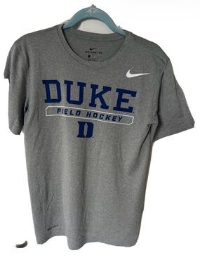 Nike Gray Duke Field Hockey Short Sleeve Tee with Blue Logo